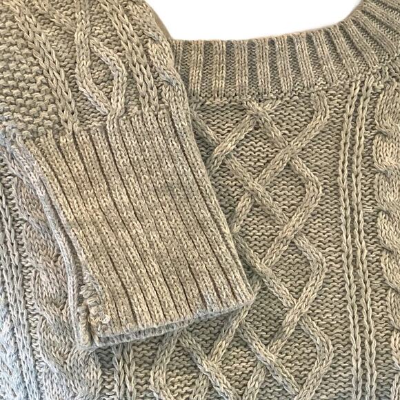 GAP Classic Mint Cable Knit Crewneck Sweater Women's Large Petite - Picture 3 of 7